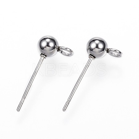 Non-Tarnish 304 Stainless Steel Ball Stud Earring Findings LS-STAS-G099-09P-1
