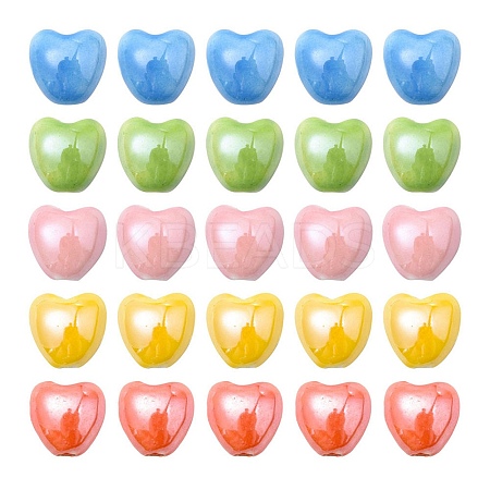 25Pcs 5 Colors Glazed Porcelain Beads PORC-YW0001-02-1