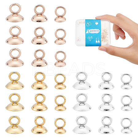 36Pcs 6 Style 201 Stainless Steel Bead Cap Pendant Bails STAS-DC0008-28-1