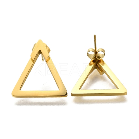Ion Plating(IP) 304 Stainless Steel Hollow Triangle Stud Earrings EJEW-C118-05A-1