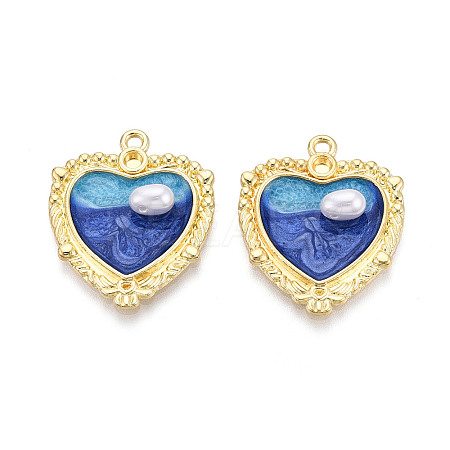 Rack Plating Alloy Enamel Pendants ENAM-N066-13KCG-1