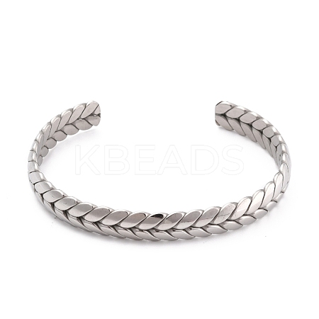 Non-Tarnish Unique Woven Wheat Cuff Bangle for Jewelry Gift STAS-B022-06P-1