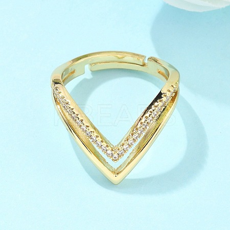 Adjustable Brass Micro Pave Clear Cubic Zirconia Finger Rings RJEW-S044-140-NF-1