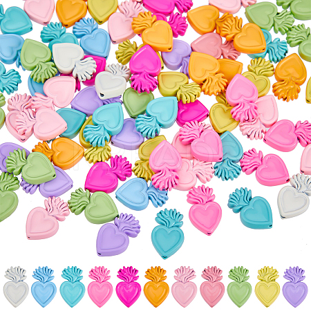 100Pcs Spray Painted Alloy Beads FIND-SC0011-20-1