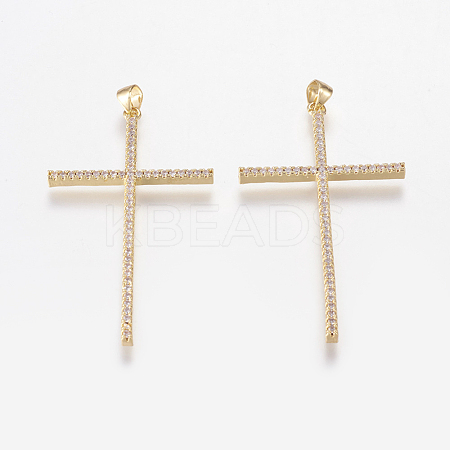 Brass Micro Pave Cubic Zirconia Big Pendants ZIRC-L067-16-G-NR-1