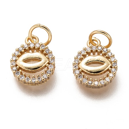 Brass Micro Pave Clear Cubic Zirconia Charms ZIRC-C020-63G-1