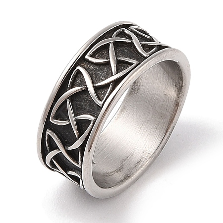 Vintage Viking 304 Stainless Steel Knot Finger Rings RJEW-U005-04AS-1
