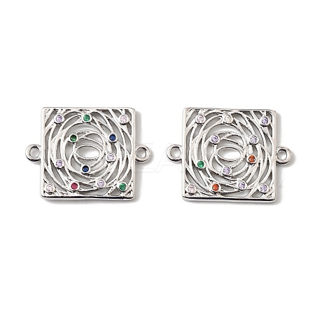 Brass Micro Pave Colorful Cubic Zirconia Hollow Connector Charms KK-K351-58B-P-1