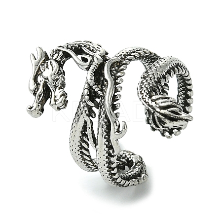 Dragon Alloy Wrap Open Cuff Rings RJEW-K275-21AS-1