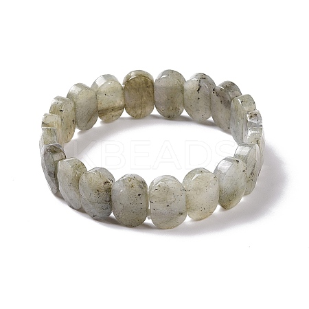 Natural Labradorite Oval Beaded Stretch Bracelet G-E010-01I-1