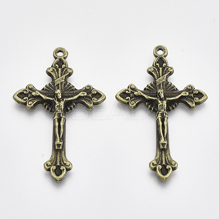 Alloy Crucifix Cross Pendants X-EA7407Y-AB-1