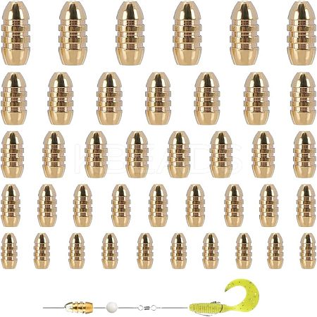 Brass Grooved Bullet Shape Weights Fishing Sinkers KK-FH0001-40G-1