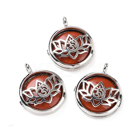 Natural Red Jasper Locket Pendants G-G982-01P-02-1