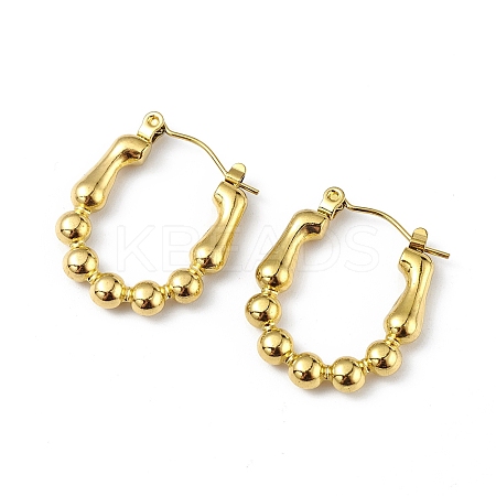 Ion Plating(IP) 304 Stainless Steel Round Beaded Hoop Earrings for Women EJEW-I284-17G-1