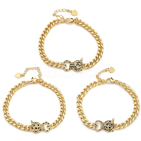 Brass Micro Pave Cubic Zirconia Bracelets BJEW-K261-06G-1