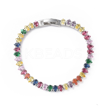 Cubic Zirconia Tennis Bracelet BJEW-L652-24P-01-1