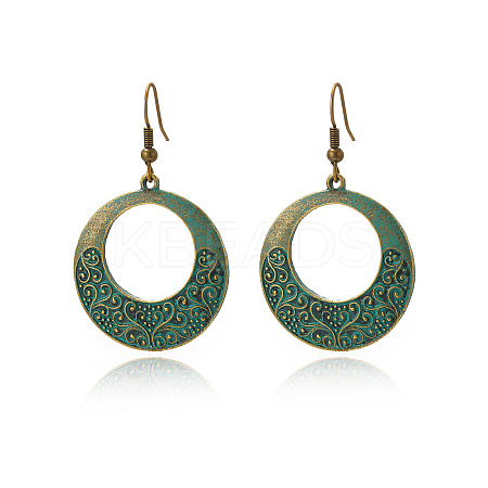 Bohemian Style Alloy Synthetic Turquoise Dangle Earrings FS-WG7654C-08-1