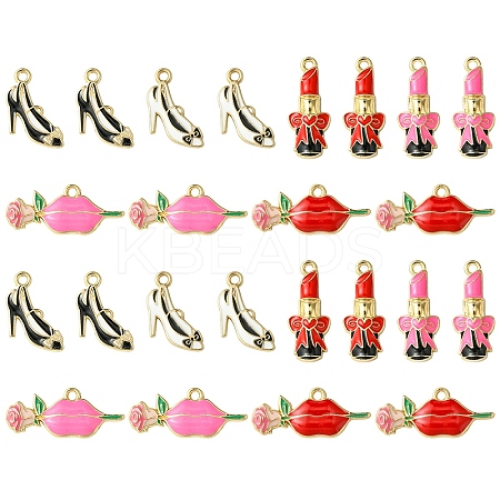 24Pcs 6 Styles Rack Plating Alloy Enamel Pendants ENAM-YW0005-71-1
