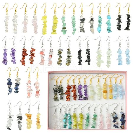 Natural & Synthetic Gemstone Dangle Earrings EJEW-FS00056-1