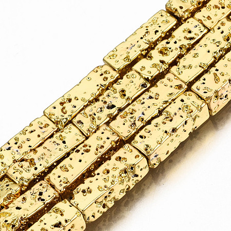 Electroplated Natural Lava Rock Beads Strands G-T114-63G-1