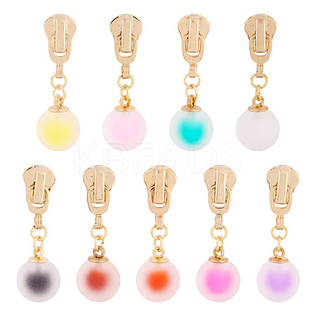 9Pcs 9 Colors Round Alloy & Resin Zipper Sliders HJEW-TAC0077-1