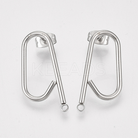 Left and Right Non-Tarnish 304 Stainless Steel Stud Earring Findings X-STAS-S079-142A-1