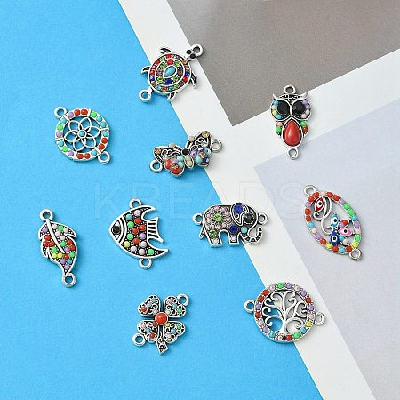 10Pcs 10 Styles Alloy Connector Charms FIND-YW0004-21-1