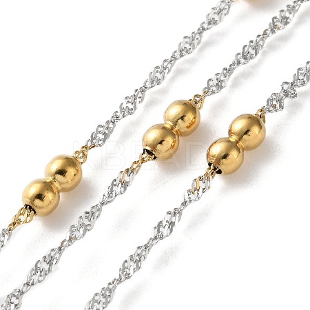 304 Stainless Steel Chains with Beads CHS-F020-09GP-1