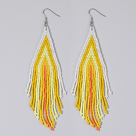 Handmade Glass Seed Beads Tassel Dangle Earrings EN2812-10-1