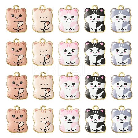 30Pcs 5 Style Printed Alloy Pendants ENAM-CJ0005-51-1