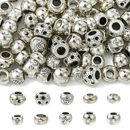 100Pcs 10 Styles Tibetan Style Alloy European Beads TIBE-CJ0001-32-1