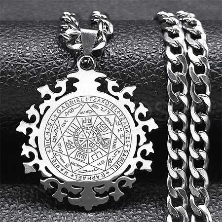 201 Stainless Steel Pendant Necklaces for Women Men NJEW-G123-06P-1-1
