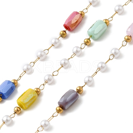 Handmade 304 Stainless Steel Beaded Chains CHS-L031-09G-1
