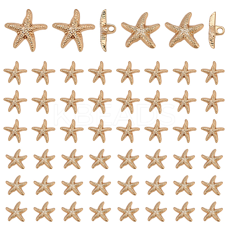 60Pcs 2 Styles 1-Hole Alloy Shank Buttons BUTT-PH0001-79KCG-1