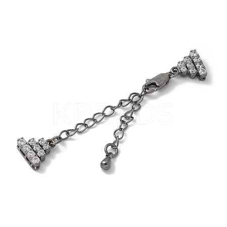 Brass Micro Pave Cubic Zirconia Chain Extender with Glass KK-U052-20B-1