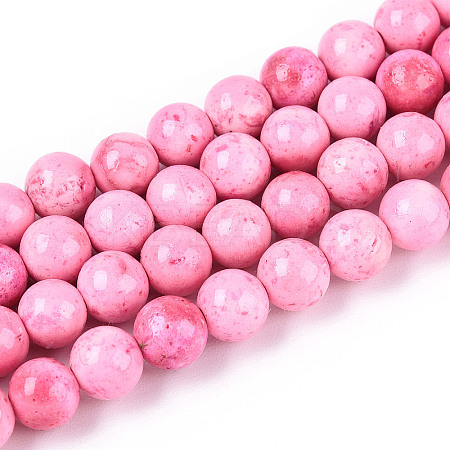Dyed Synthetic Fossil Beads Strands G-T139-6mm-66C-1