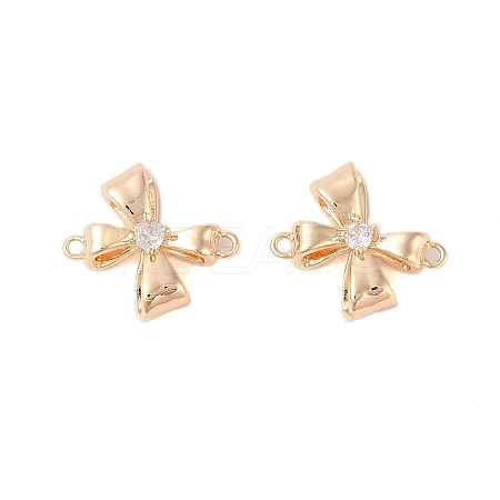Brass Pave Clear Glass Connector Charms KK-N254-58G-1