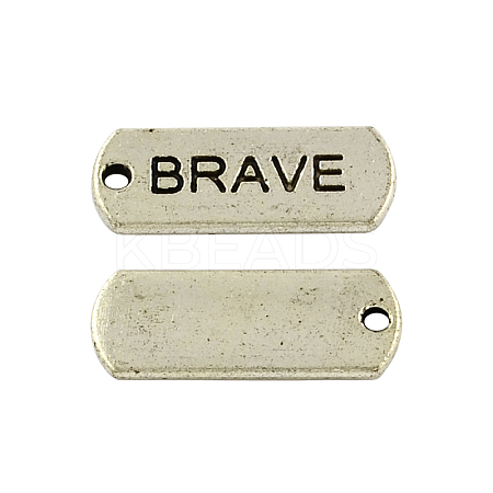 Tibetan Style Alloy Rectangle with Word Brave Pendants TIBEP-Q043-061-RS-1