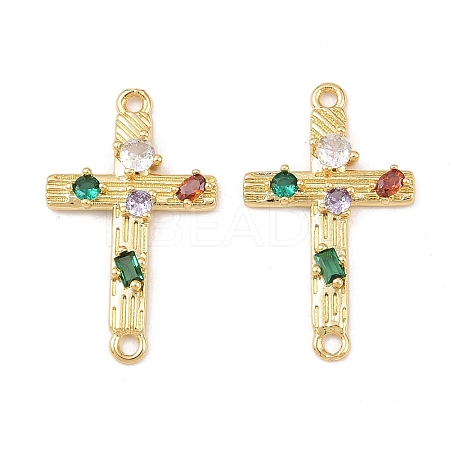 Brass Pave Colorful Cubic Zirconia Cross Links KK-G544-21G-1