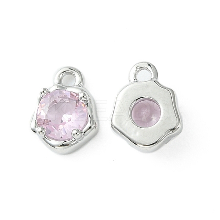 Brass Micro Pave Cubic Zirconia Charms KK-L208-10P-03-1
