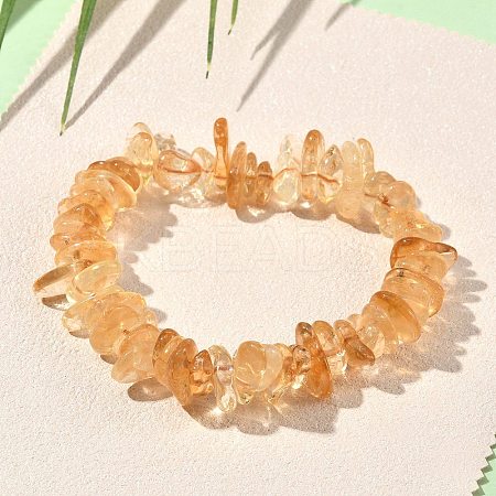 Heated Natural Citrine Beaded Stretch Bracelets GG-CBADCD7-02-1