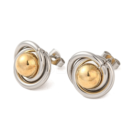 Ring & Round 304 Stainless Steel Stud Earrings for Women EJEW-U003-19-1