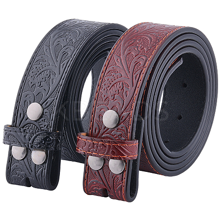 2Pcs 2 Colors Cowboy Theme Cowhide Floral Embossed Corset Belts AJEW-CL0002-12B-1