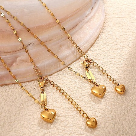 304 Stainless Steel Double Heart Pendant Necklaces for Women NJEW-U045-01G-1
