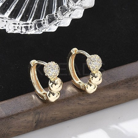 Brass Clear Cubic Zirconia Hoop Earrings EJEW-Q014-07G-1