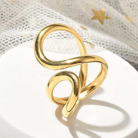 Ion Plating(IP) 304 Stainless Steel Open Cuff Ring for Women RJEW-M025-02G-1