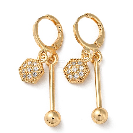 Rhinestone Hexagon Leverback Earrings EJEW-K256-37KCG-1