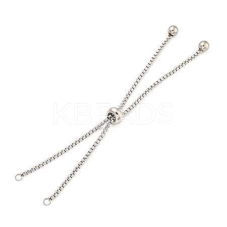 Non-Tarnish Adjustable 304 Stainless Steel Box Chain Slider Bracelet Making MAK-L038-001P-04-1