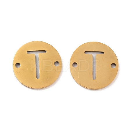 PVD Vacuum Plating 201 Stainless Steel Hollow Flat Round Links FIND-R149-03T-G-1