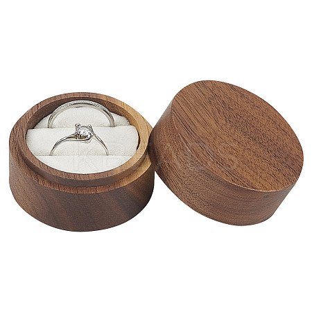 Round Wooden Couple Ring Storage Boxes with Velvet Inside AJEW-WH0513-26C-1